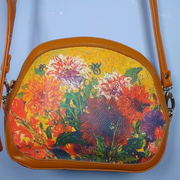 Sharif Handbags - Sharif 1827 Leather Crossbody Bag Floral Hand Painted NEW Multicolor Art to Wear